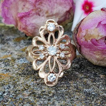 14k Rose Gold 7 Diamond Filigree Ring DEJ-24388